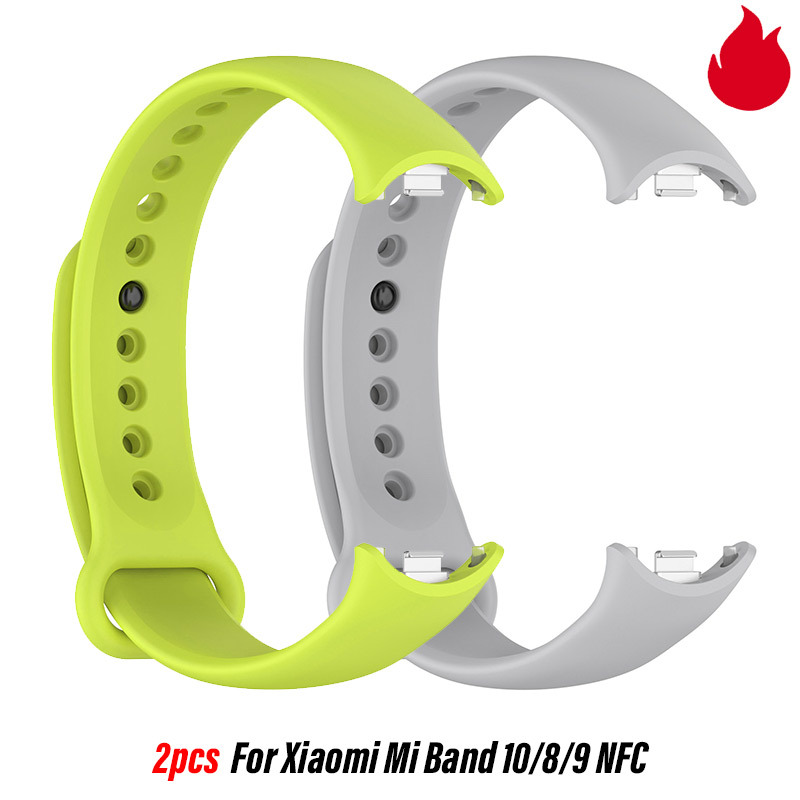 TEMU NEY 2 pezzi Nuovo per Xiaomi Mi Band 10/8/9 NFC Braccialetto Silicone Cinturino da polso 10 Ricambio Cinturino Mi Band 9 8 Sport
