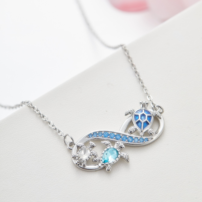 TEMU Collier avec pendentif de tortue, en synthétique bleu océan étincelant, idéal pour les bijoux de mode de tous