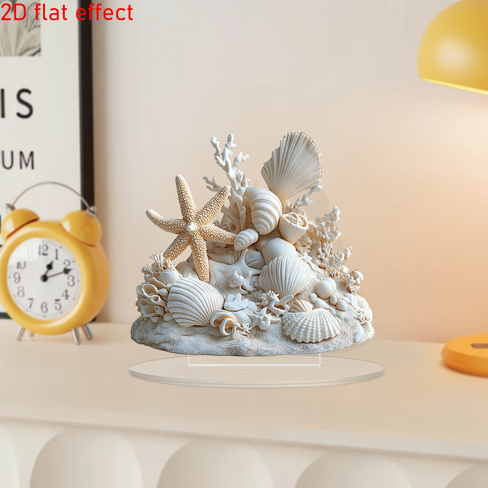 

Coastal Acrylic 2d Starfish Shell Coral Desktop Decoration, Multifunctional Home And Kitchen Decor, Sun , No Power Required, Parties And Window Displays.