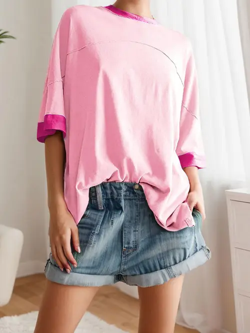 womens 3 4 sleeve casual loose fit t shirt basics