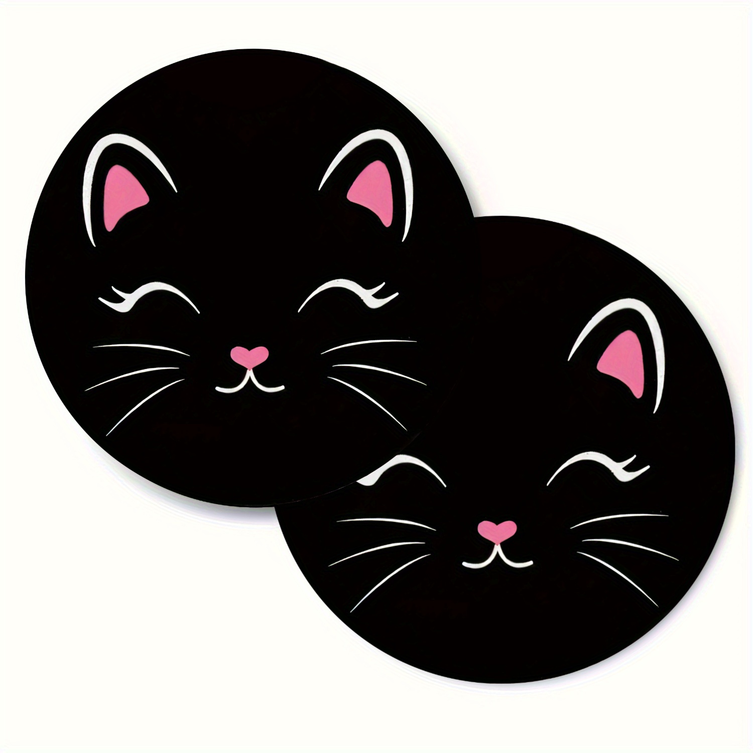 Image of Set Of 2, Black Car Cup Coasters, Non-slip And Absorbent, Car Interior Additions, Ideal For Men And Women, Great Gift For , Compatible With Sedans, Suvs, And Trucks, Some Models Smaller