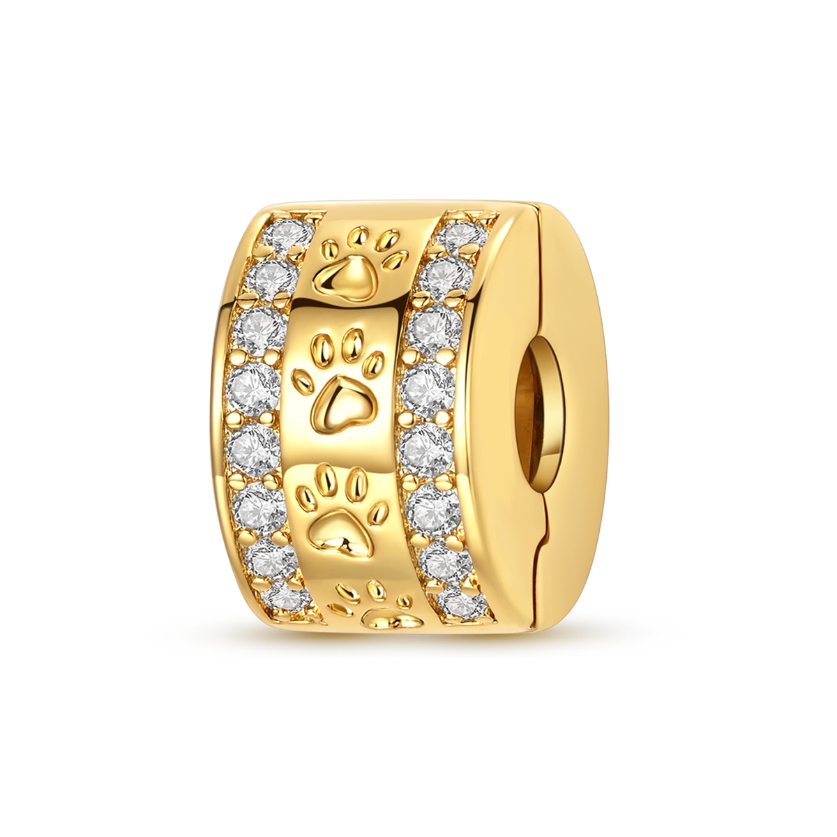 E-shop 18K vergoldeneter klassischer Krallen-Druck Eingelegter Charm Perlen Fixierclip Geeignet für 3mm Schlangenmuster Armbänder Halsketten Damen