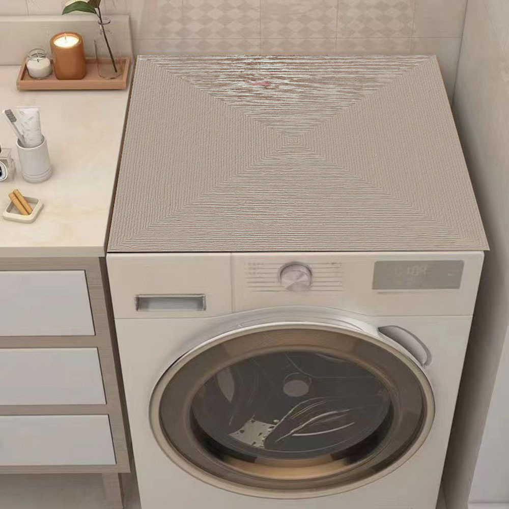 TEMU 1pc Light Brown Textured Solid Color Simple Stylish Printed Washing Machine Mat - Easy To Clean, Reusable, Washing Machine Mat, Laundry Washer
