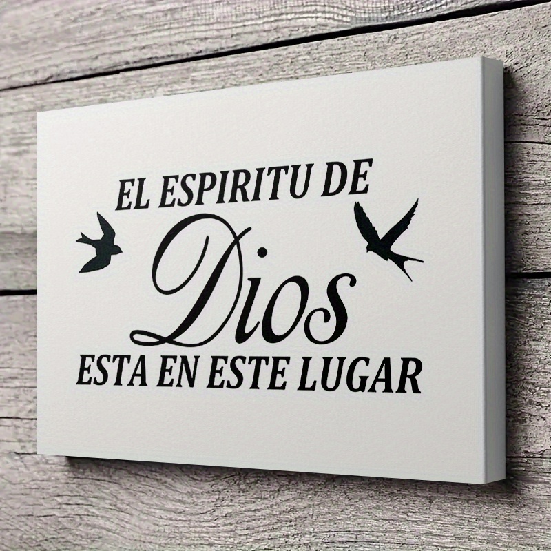 TEMU Cuadro en con , 2D , 2D , de pared - "El Esta En ", con pájaros, decoración para el hogar, para colgar verticalmente, de madera, decoración de