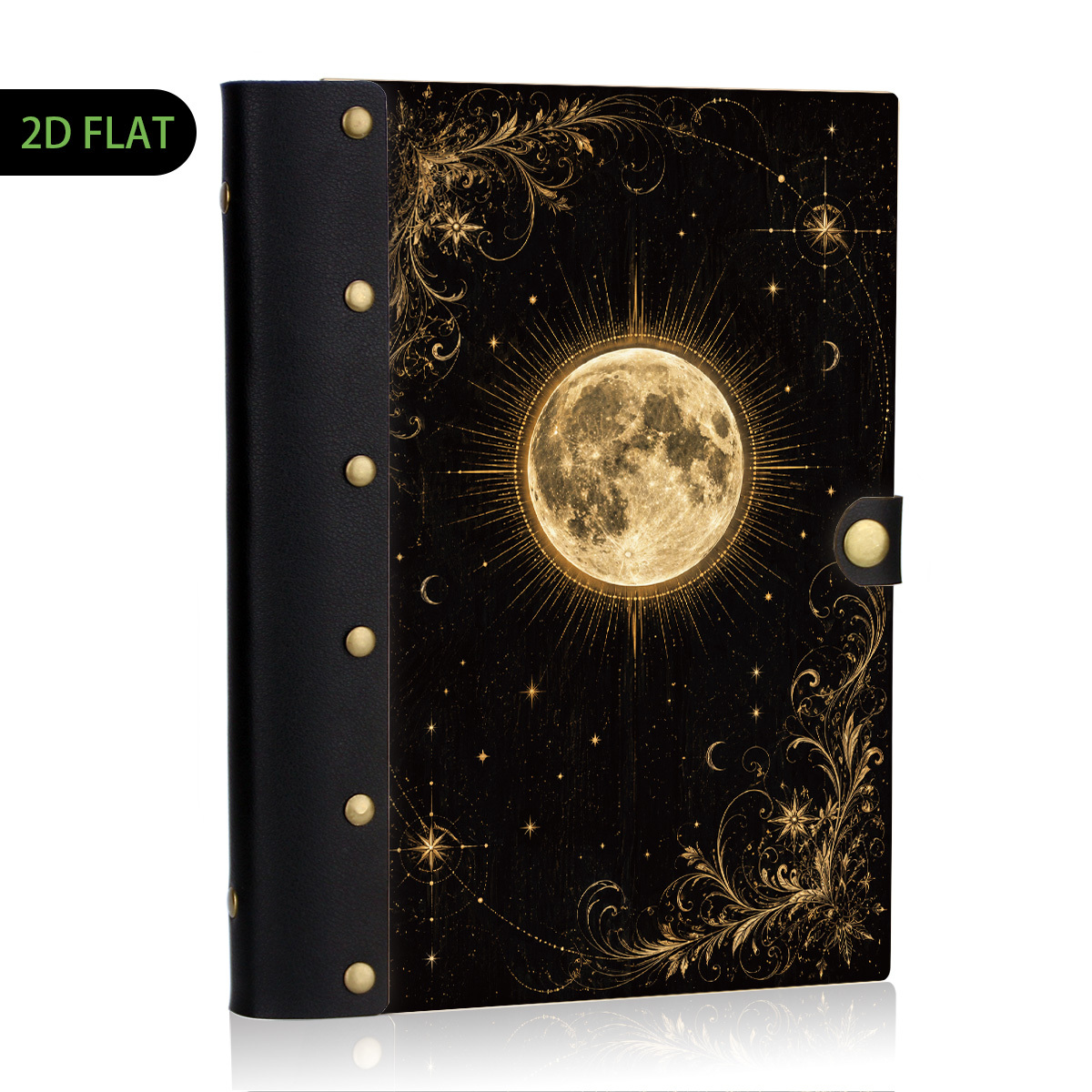 TEMU 1pc Charming Vintage Notebook, 2d Flat Hard Shell, Metal Rivets, Loose-leaf Binder, Wood Leather Cover, -friendly Lined Paper, Refillable For