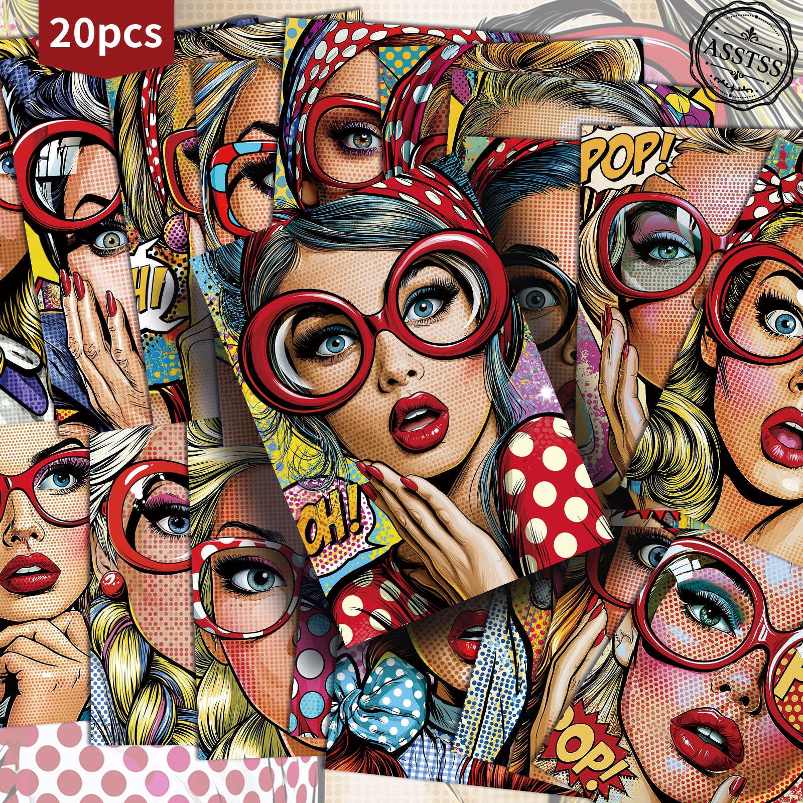 TEMU 20-pack Asstss Art Girls Postcards - 4x6 Inches Retro Junk Journal Supplies, Classic Pinup Illustrations Collectible Decorative Painting Cards