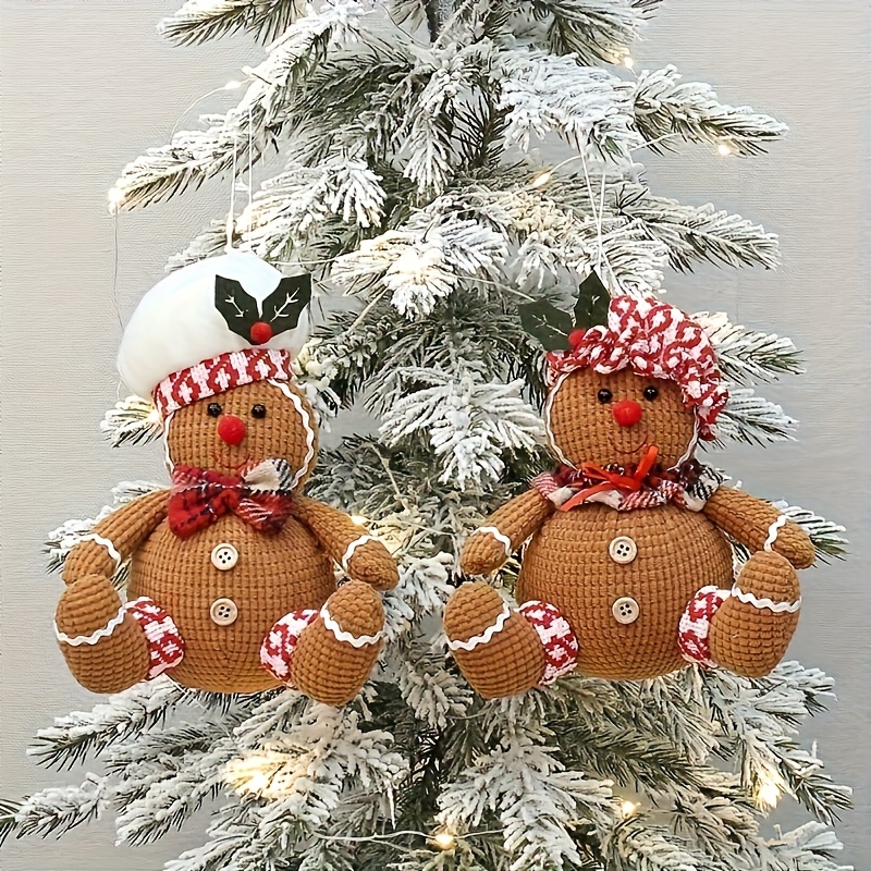 TEMU 2pcs Gingerbread Christmas Tree Decoration- Gingerbread Ornament, Gingerbread Man Hanging Decor, Hanger, Home Interior Decor, Christmas Tree