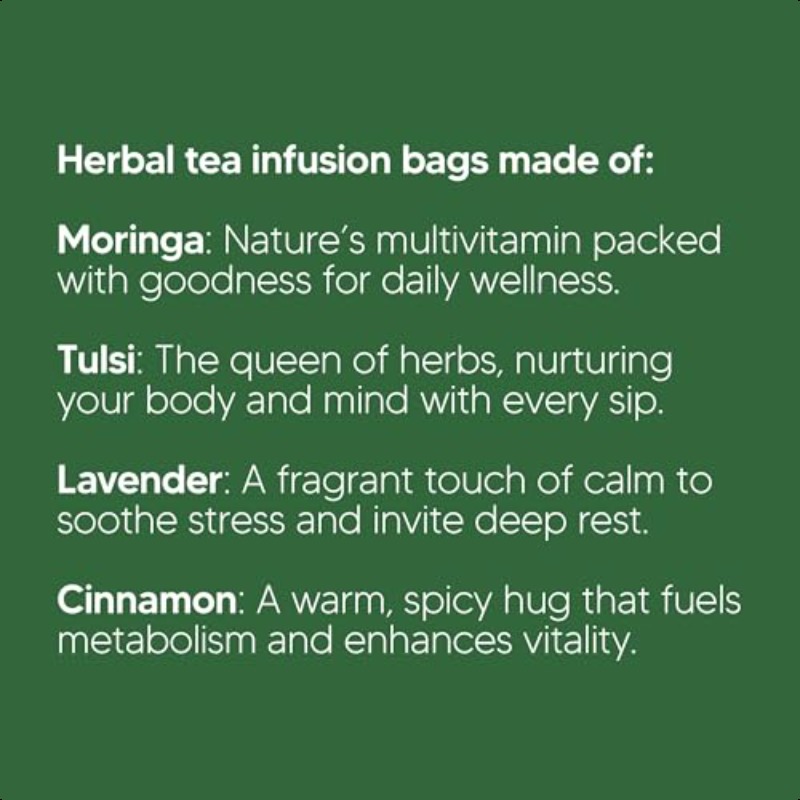 Mai Greens Moringa Herbal Infusion 10 Pyramid Tea Bags CaffeineFree Detox Tea for Daily Wellness Rich in Antioxidants Iron Supports Natural Energy Immune Health and Digestive Balance in a Convenient Packaging, Natural Energy Booster