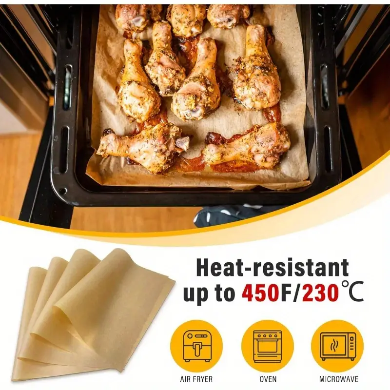 parchment paper sheets baking 16 - 24in precut non - stick parchment paper unbleached baking sheet paper air fryer, baking, grilling, steaming, oven suitable bread cake 150p Product details 3