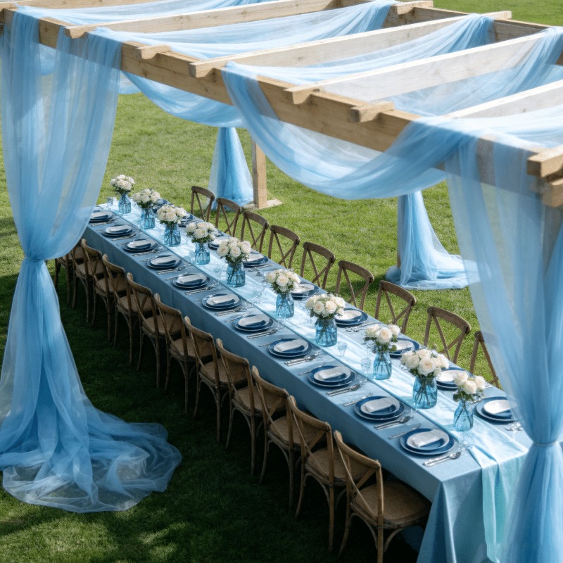 TEMU 1 Roll Ultra-long 20 Meters/65.6 Feet Light Blue Tulle, Delicate And Flexible Texture, Versatile For Multi-scene Decoration, Wedding Main