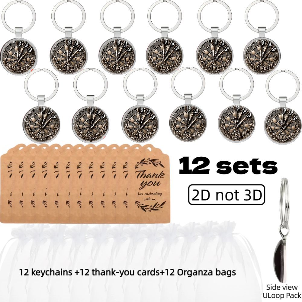 TEMU 2d Flat - 1pc/12 Sets Darts 180 Medal Alloy Keychain Set With 2d Design, Darts 180 Medal Alloy Keychain Car Accessory Charm For Keys And