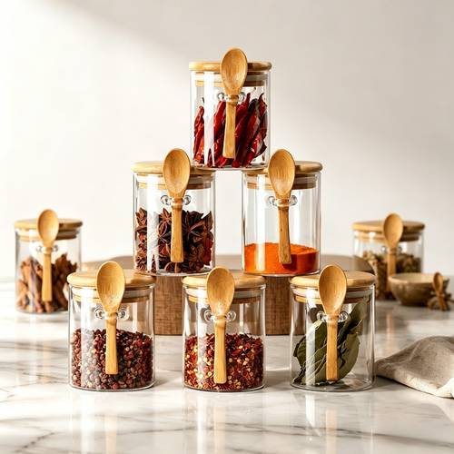 15pcs 9pcs thickened storage jars with spoons bamboo lids and silicone seals thickened pet material reusable design suitable for storing oats yogurt coffee tea candies and spices ideal for home and storage