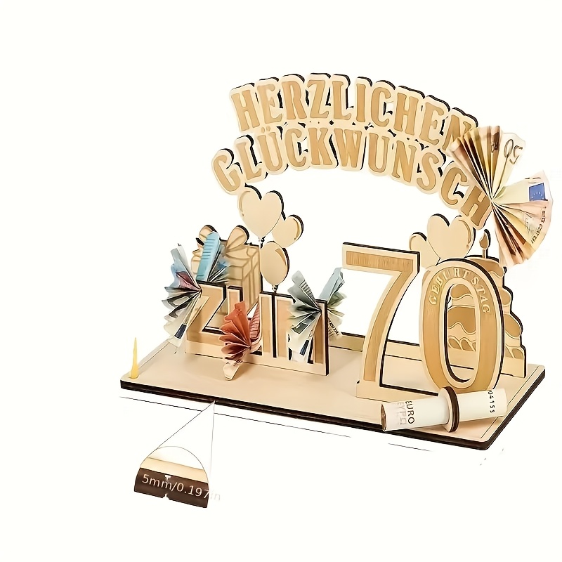 Digital Birthday Decorations In German, Birthday Gifts Ages 18-80, Wooden Birthday Decoration Table Display, Party Table Centerpiece, Birthdays And Anniversaries (without String Lights)