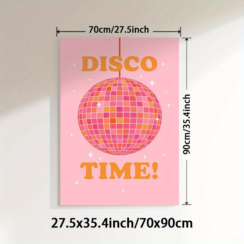 TEMU 2d Flat, 1pc Retro Disco Ball Wall Art Poster - Shiny Suitable For Living Room, Bedroom, Vertical Frameless Canvas Print - Decor, Ideal Gift,