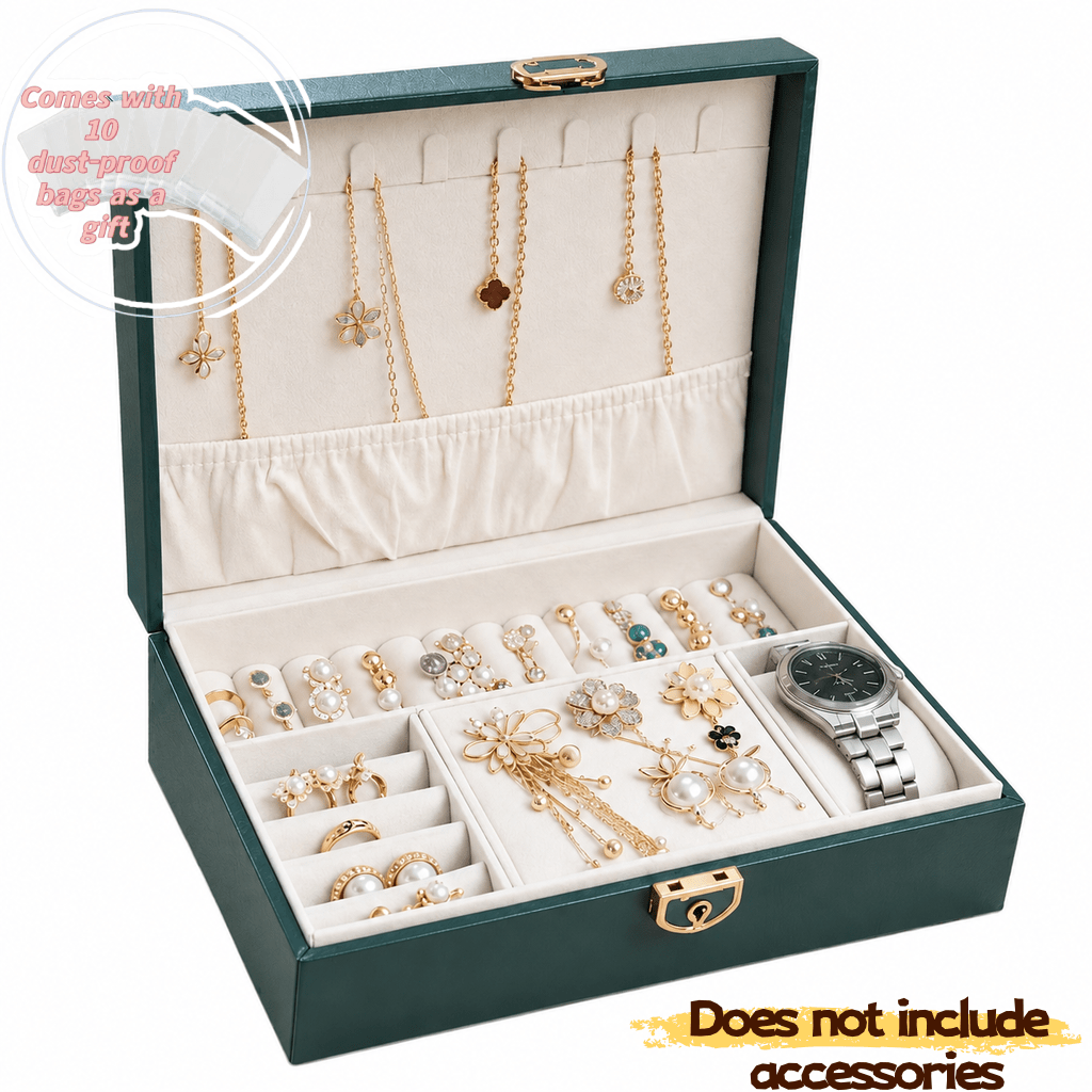 Dark Green Jewelry Storage Box with Flip-Top