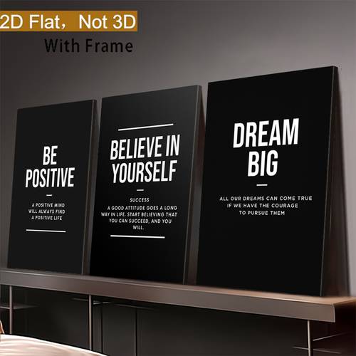 2d flat 2d flat set of 3 framed canvas artworks featuring motivational quotes mindset self art prints serve as chic wall decorations for spaces like the living room bedroom and kitchen