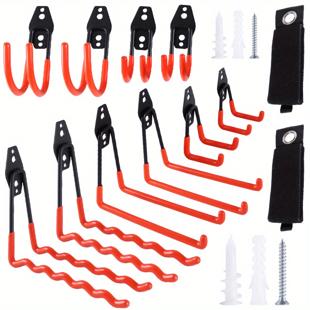 Image of 12pcs Wall Hooks- Large Metal Hanging Hooks For Garage, Shed& Outdoor Storage(bikes, Ladders, Tools)
