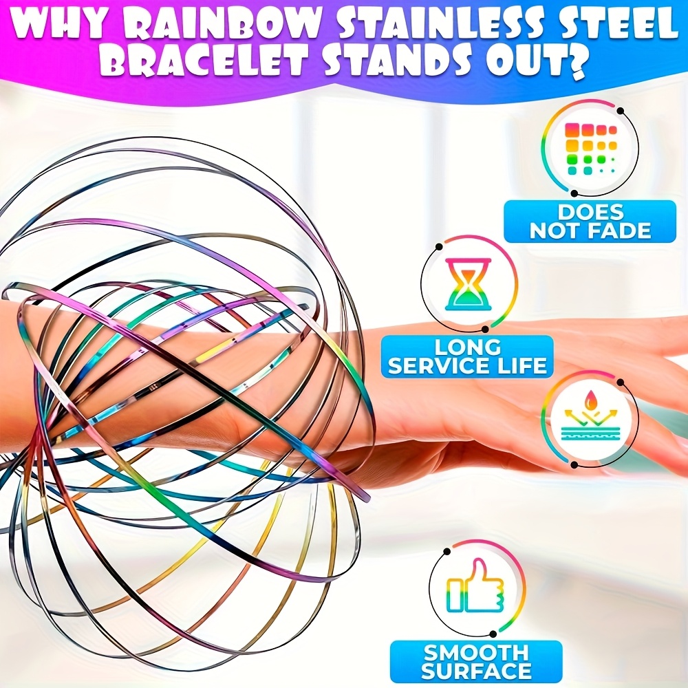 Image of 3d Dynamic Flowing Arm, Rotating Arm Arm Sculpture Colorful Magic Kinetic Energy Link Holiday Accessories(colorful), Desktop Decoration, Kinetic Art Display, Dynamic Design, Colorful Sculpture