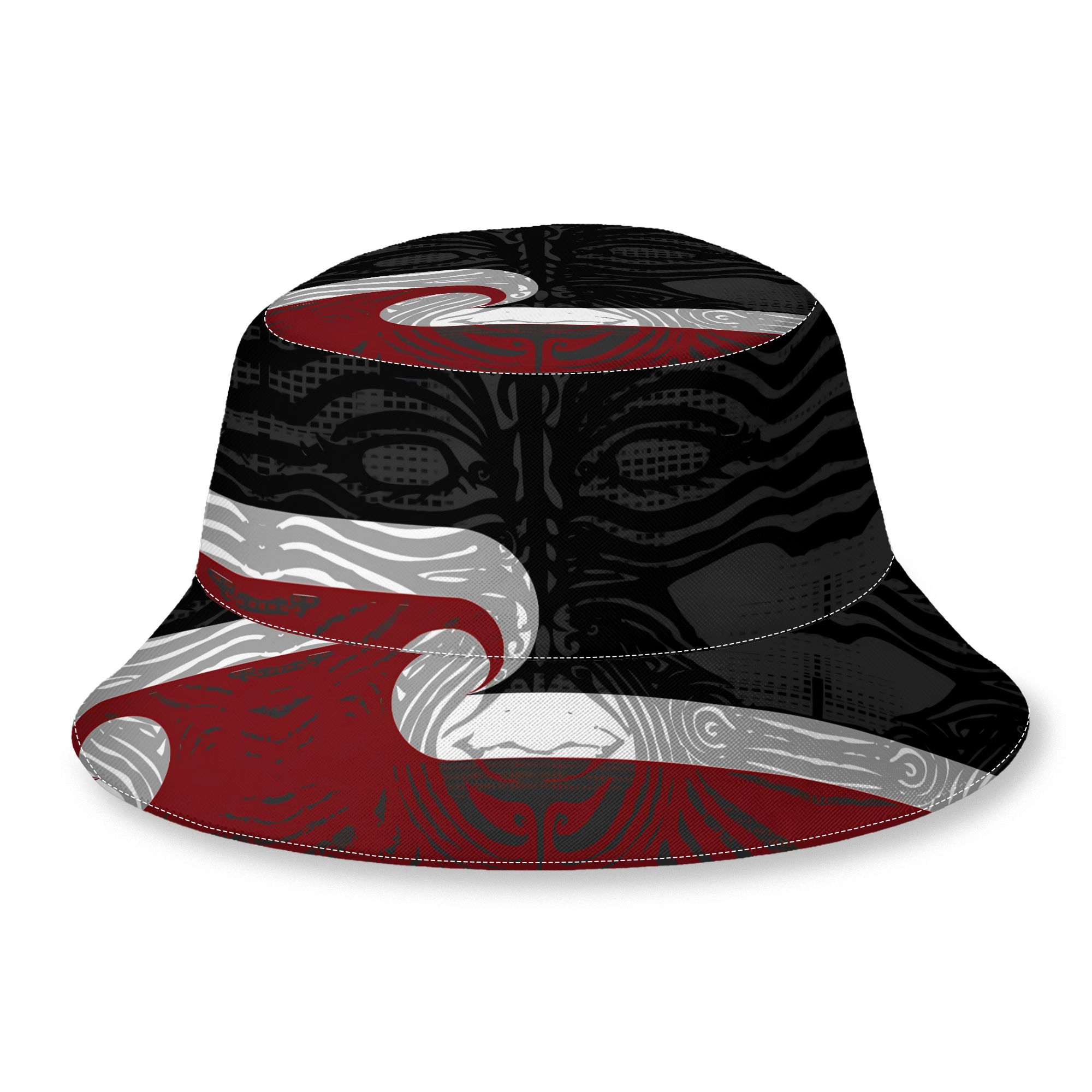 TEMU Maori Pattern Men's Novelty Bucket Hat Stylish Fun Support Hat, Printed Sun Hat Unisex Fisherman Hat Parties And Outdoor Activities