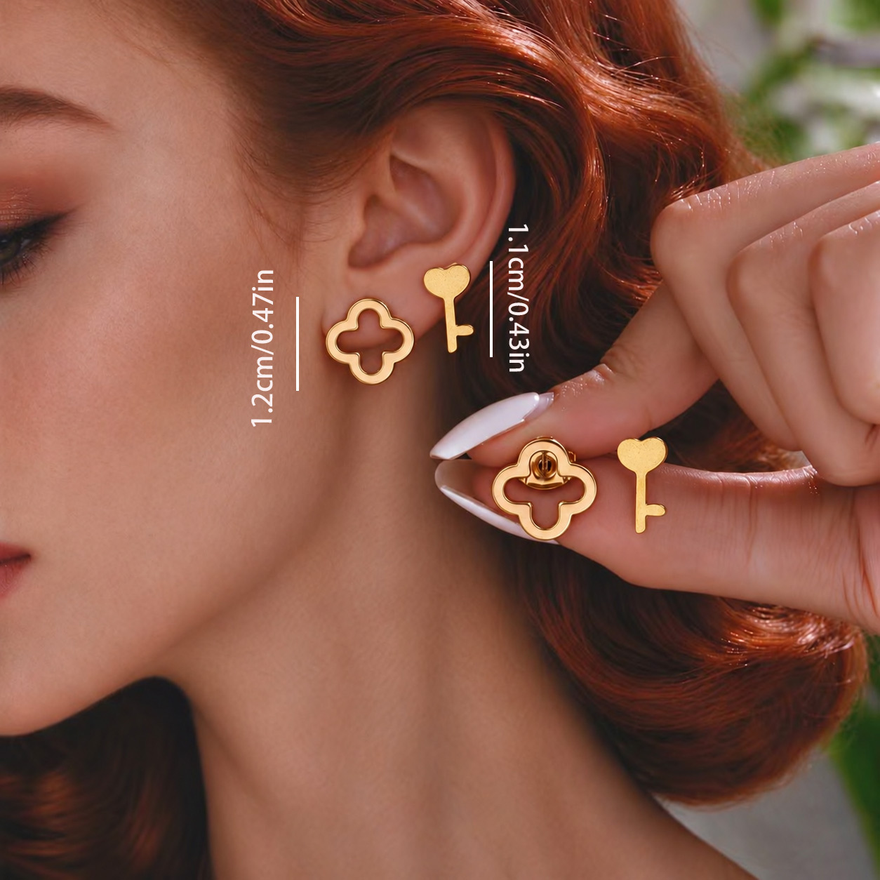 4pcs Unisex 18K Golden-Plated Vintage Earrings Set