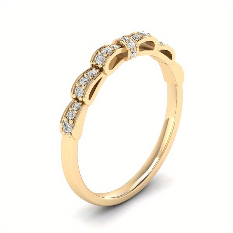 TEMU 18k Gold Plated-plated Women's Wedding & Engagement Ring With Sparkling Synthetic Zirconia Stones, Elegant For Bridal, Anniversary, Party, Or