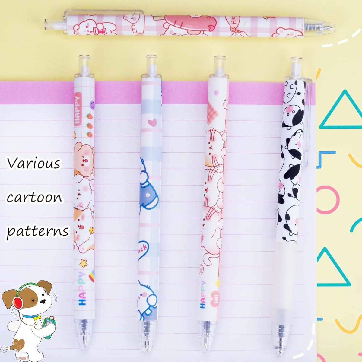 24pcs cute cow bear retractable gel pens pastel colors durable plastic kawaii stationery for   crafts fun aesthetic writing tools office supplies   design smooth writing office workers Product details 2