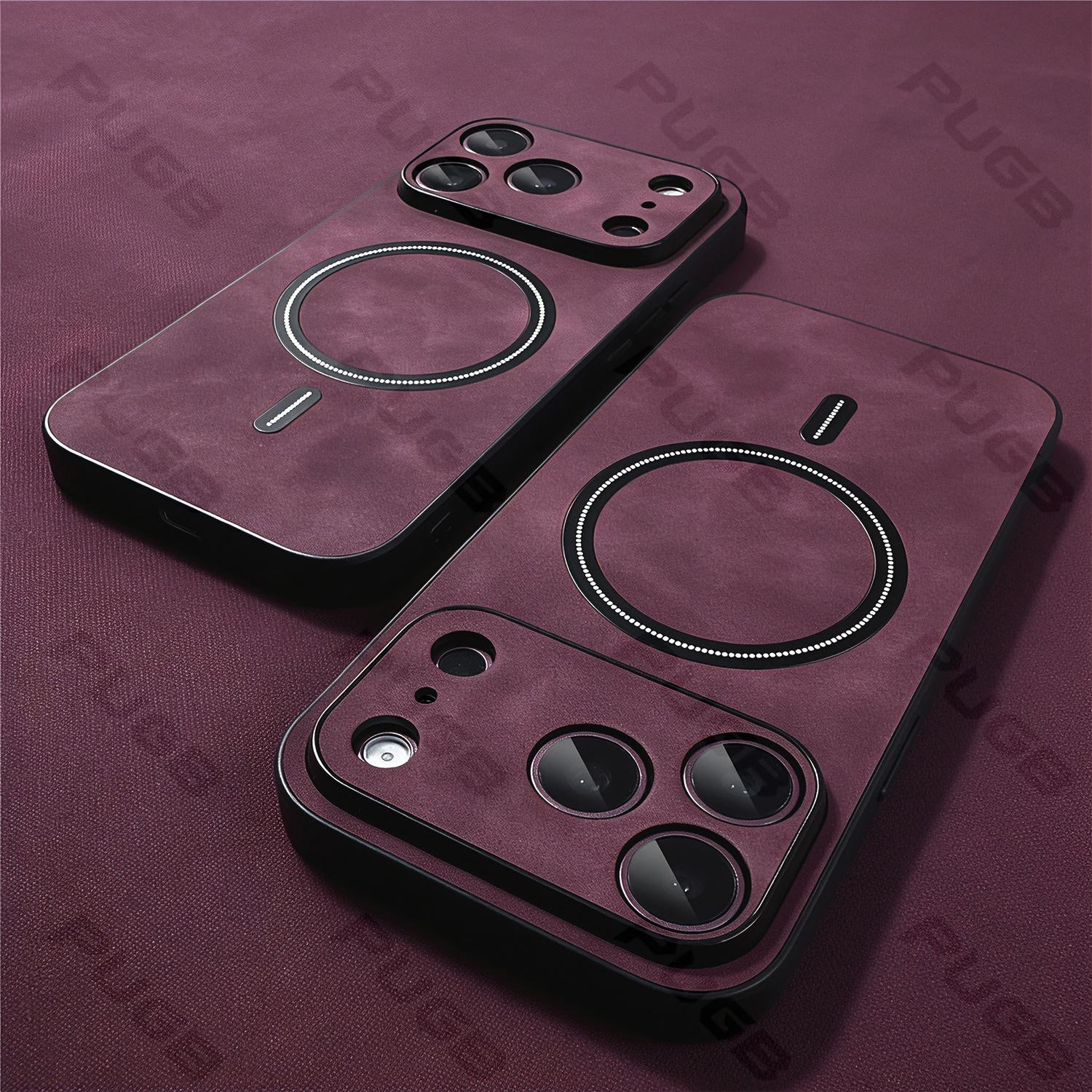 TEMU Phone Case - Pugb Luxury Retro Minimalist Magnetic Phone Case For Iphone 13 17 18 Pro Max Comfortable Grip Soft Bumper Anti-fingerprint Wireless