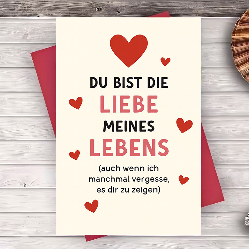 E-shop Romantische Liebesgrußkarte für Paare – & englischer Text, süßes Paar mit Herzen, zweisprachige Jahrestags-, Valentinstagskarte, romantische
