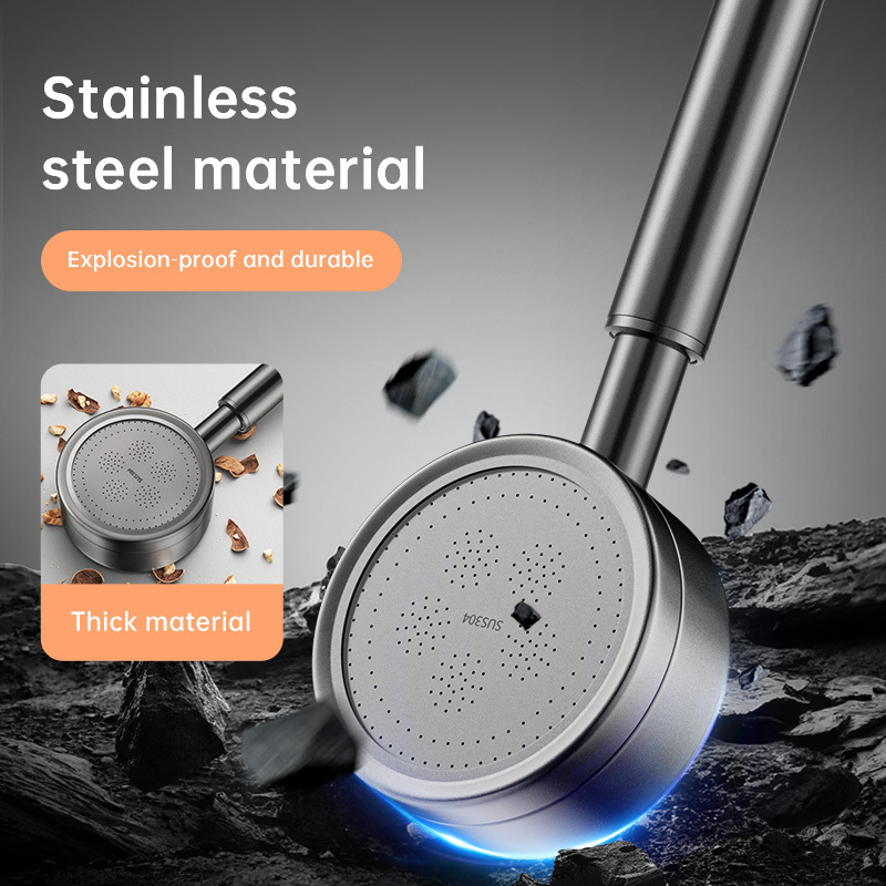 JIAYUN High-Pressure Black Stainless Steel Shower Head, Handheld