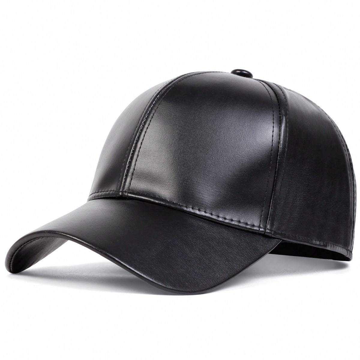 TEMU 1 Gorra de béisbol de PU para hombre, gorro casual de moda para exteriores ajustable, adecuada para viajes y salidas de otoño e invierno,