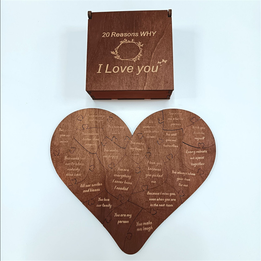 TEMU Wooden Heart Shaped '20 Why I Love You' | Surprise 's Day Gift, Creative Christmas And New Year Gift, Dark Brown