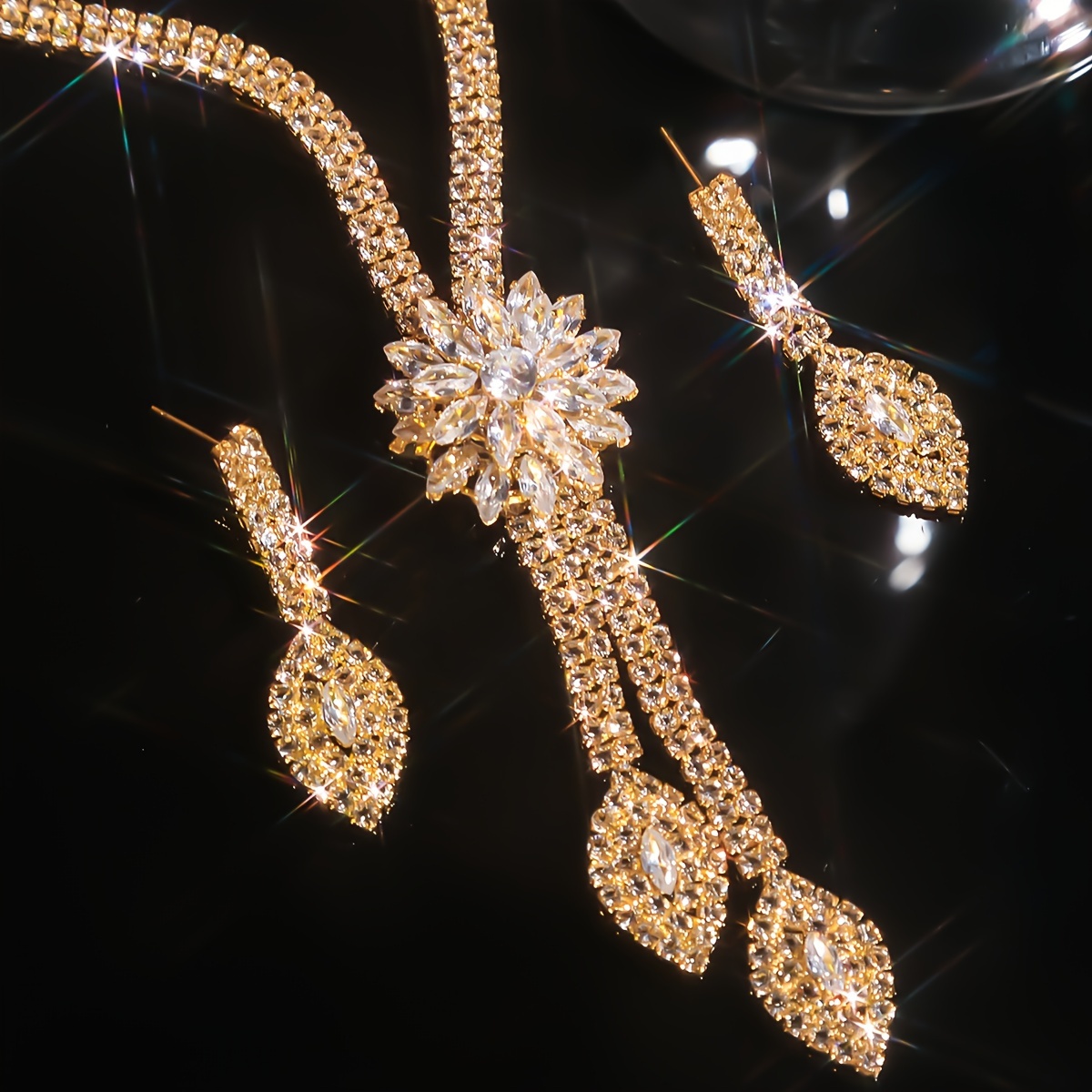 luxurious   necklace earrings bracelet elegant bridal jewelry wedding dress banquet party christmas thanksgiving gift details 1