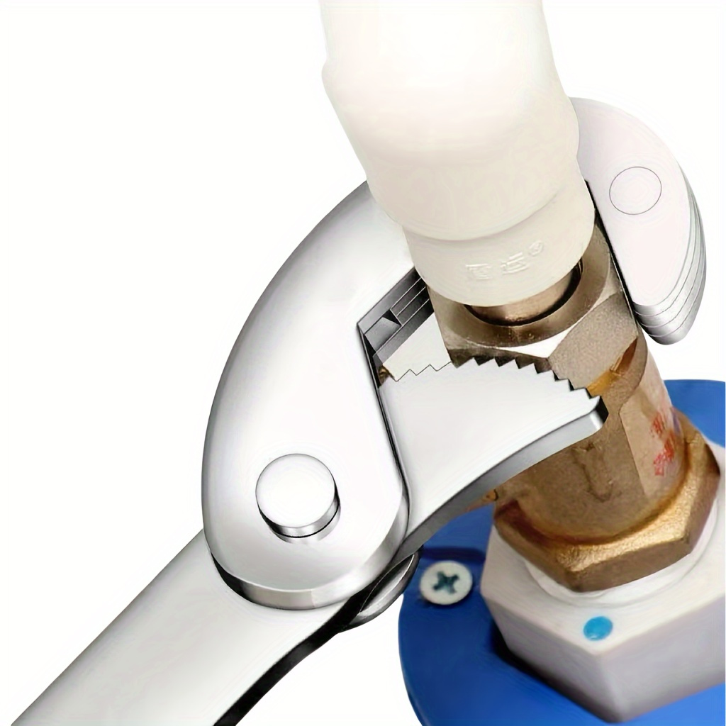 Llave de Tubo Versátil de Doble Extremo - Ajustable de 0.61cm a 3.2cm, Instalación Rápida con Cierre de Presión, Ideal para Reparaciones en Interiores y Exteriores, Acero al Carbono