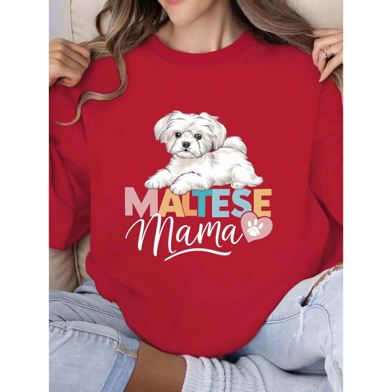 

1pc Maltese Sweatshirt, 's Knit Fall/ Top Dog