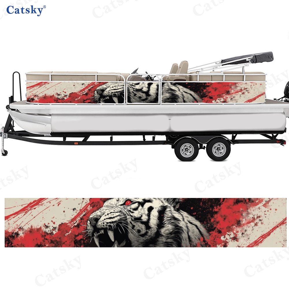 Blood Coagulation White Tiger Pattern Boat Wrap Film Sticker