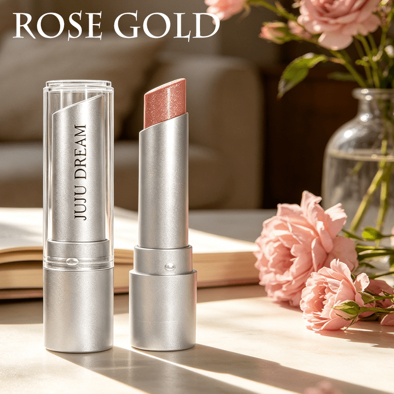 Image of Rose Golden Lipstick, Velvet Base With Glitter Shimmer, High-shine Effect, Waterproof Texture, Suitable For Daily Wear & Glam Occasions