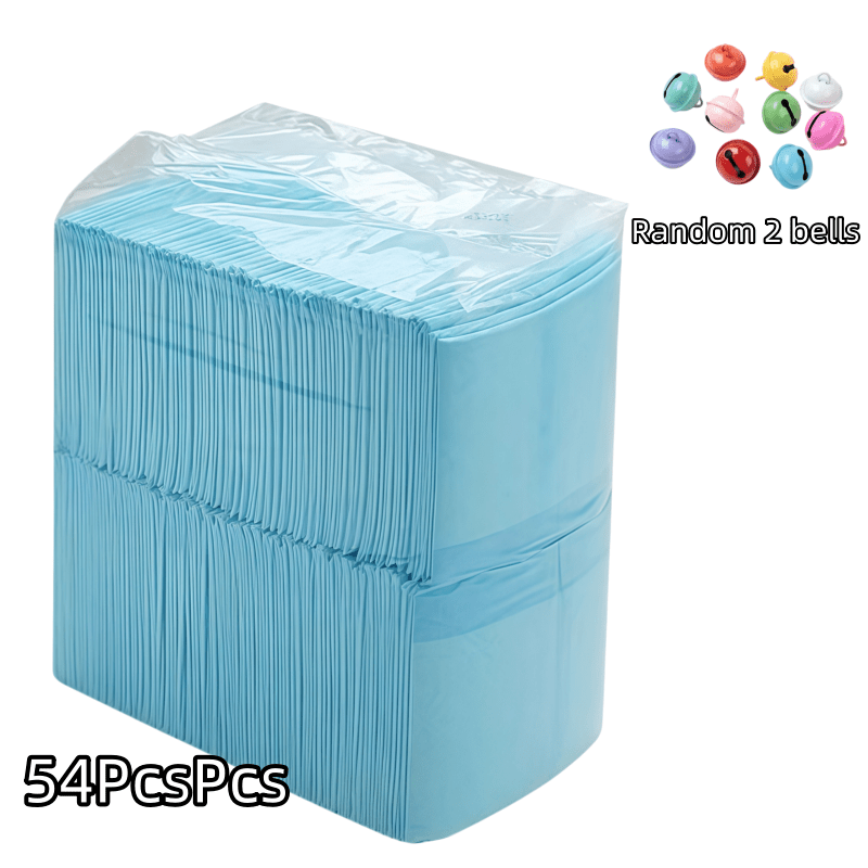TEMU 21/54pcs Leakproof Super Absorbent Disposable Pet Training Mats And 2 Random Bells For Home Floor And Furniture Protection Puppy Toilet Mats For