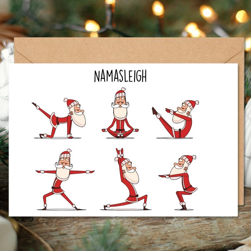 TEMU A Humorous Yoga Christmas Card To Give , A Unique Gift For Him Or Her, Ideal For Christmas, Thanksgiving, And Halloween