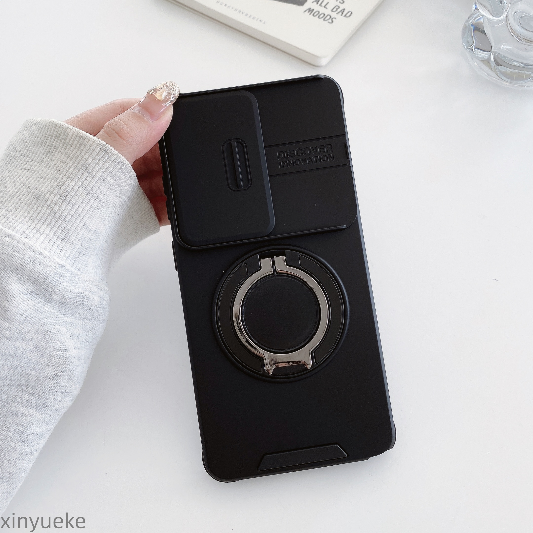 TEMU Phone Case - Premium Lens Sliding Privacy Phone Case, Multifunctional Rotating Stand, Desktop Watching Screen, Full Coverage Shockproof
