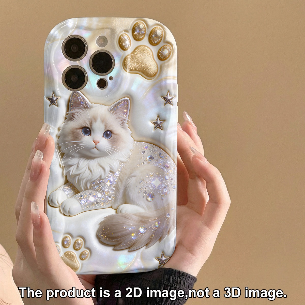TEMU Phone Case: 2d Flat Surface Superior Protection Anti-drop And Anti-scratch Phone Case, Featuring A Charming White Cat Pattern With