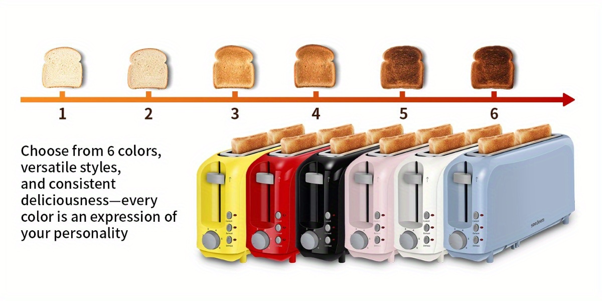 SEEDDEEM 2-Slice Slim Toaster with 6 Shade Settings, Reheat & Defrost, Removable Crumb Tray - 750W Compact Design for Bread, Waffles, Bagels - Fits-Anywhere™ Kitchenware, White, Versatile Kitchen Appliance, Sleek Appliance, Modern Kitchenware, Highquality Appliance, Stainless Steel Construction