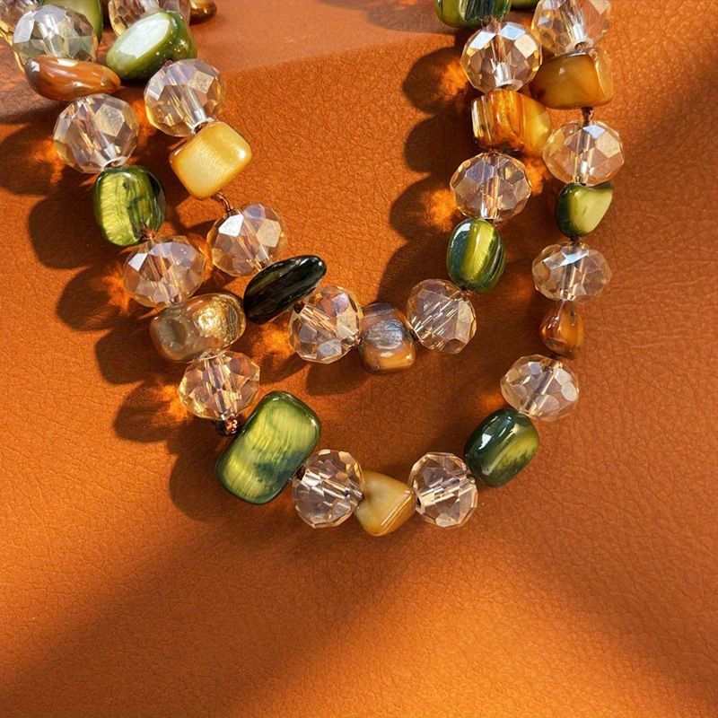 Collier Vintage Or Avec Pendentif Cristaux Multicolores - État Impeccable, Occasion