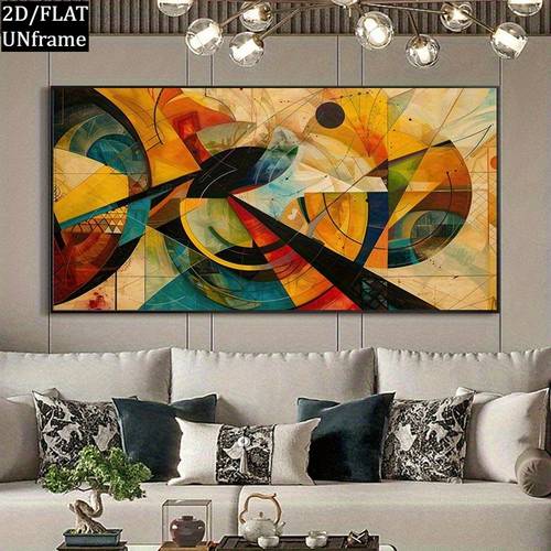 item picture 2d flat 1pc large modern abstract canvas frameless minimalist suitable for living room bedroom hallway decor vibrant geometric painting high quality ready to hang suitable for hallway large scale contemporary design