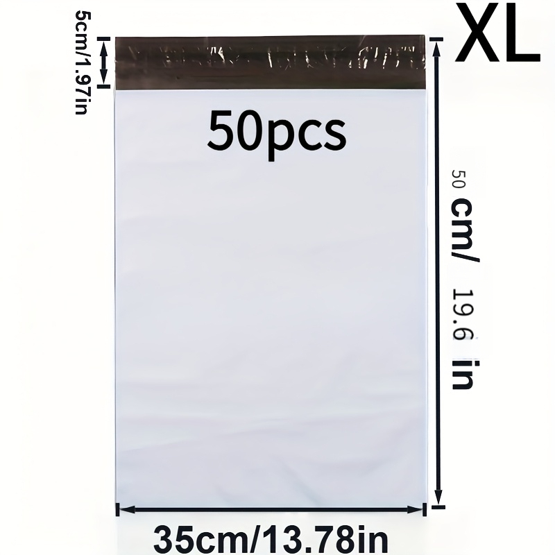 TEMU S(20*30cm), M(25*35cm), L(28*42cm), Xl(35*50cm), Xxl(45*60cm).50 White Courier Bags For Storing And Shipping Envelopes, Self-adhesive Plastic