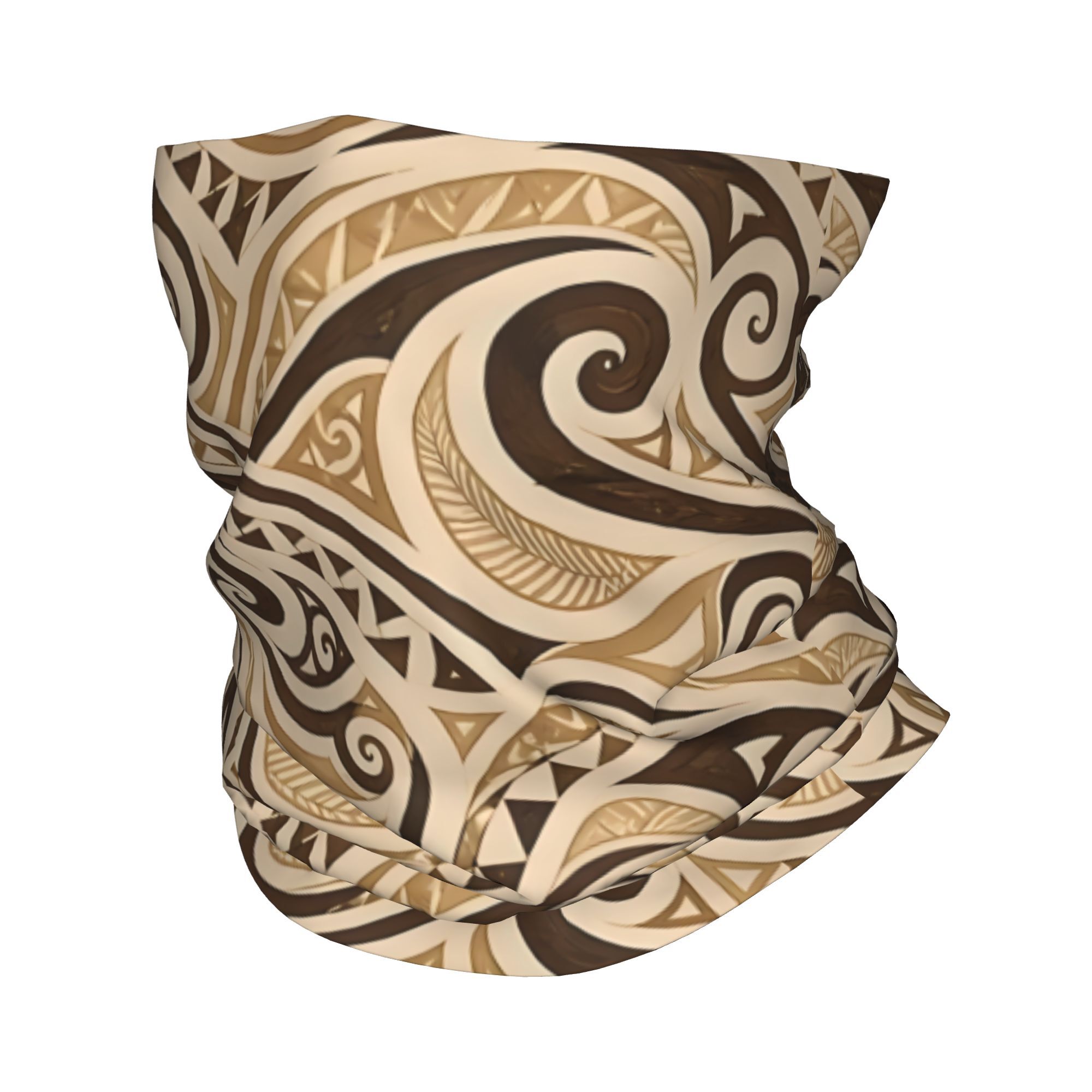 TEMU 2d Print Design Maori Paua Koru Pattern Wrap Neck Gaiter Cycling Men And Women Breathable Balaclava For Sports