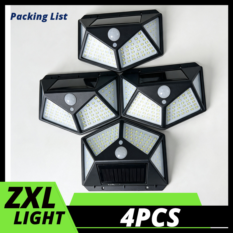 TEMU 4pcs 100led Solar Courtyard Lights With Motion Sensors, Recharge Camping Lights With Solar Energy, Adjustable Lamp Mode Lighting, Suitable For