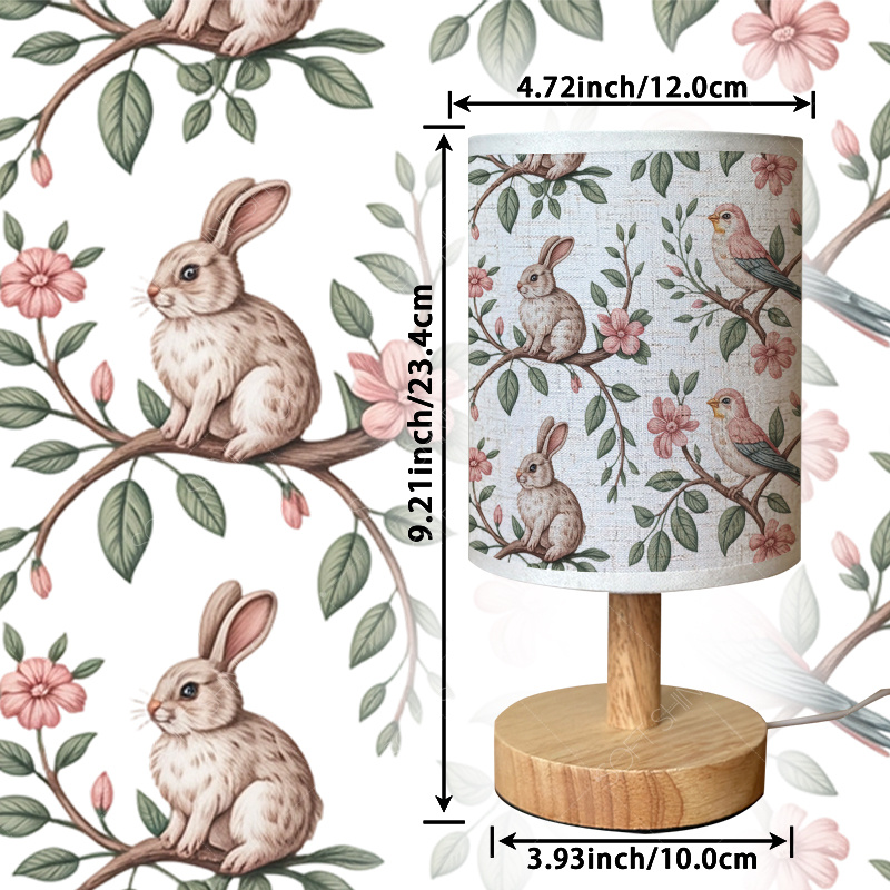 USB-Powered Print Table Lamp with Fabric Shade