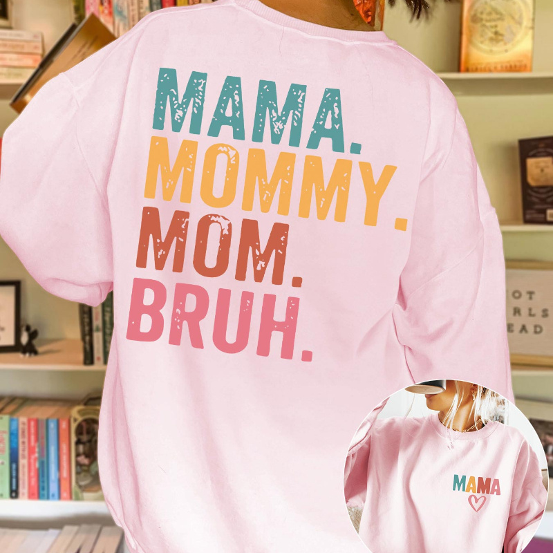 

Women's Letter Print Sweatshirt - Crew Neck, Casual Long Sleeve Fleece-lined Top For Fall & Winter, Polyester