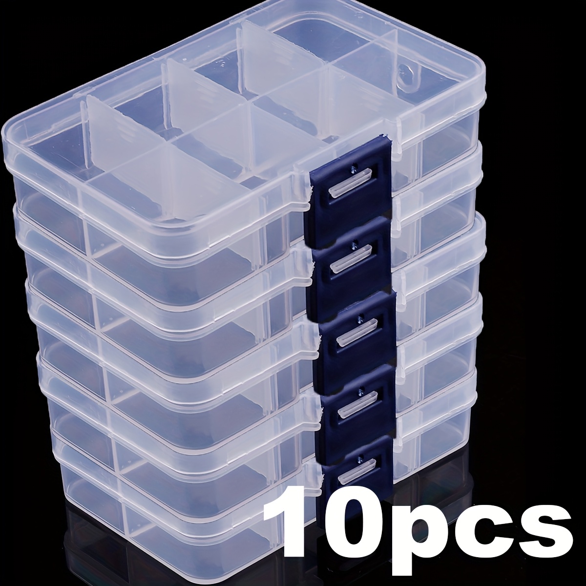 5 Transparent Plastic Storage Boxes With Adjustable Dividers - 8 Compartments, Dust-proof Lids | Organizer, Suitable For Bead Storage, Jewelry Crafting, And Nail Art