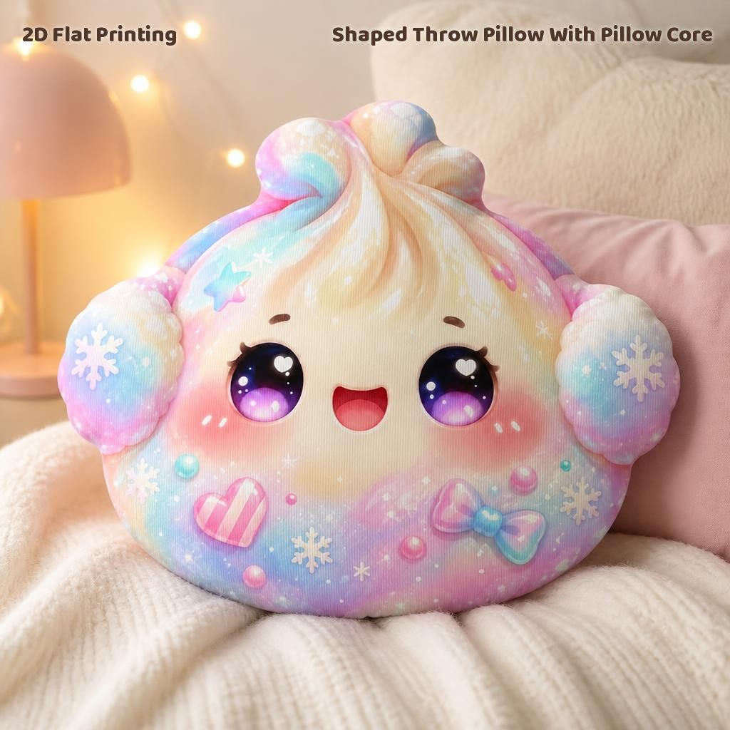 TEMU Candy Dumpling Gift 2d Flat Printing Shaped Stuffed Throw Pillow Decorative Cushion Pillow For Room Sofa Bed Decor And Cute Dessert Theme Decor